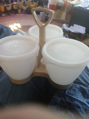 Tupperware Condiments 3 Place Server/keeper Plastic