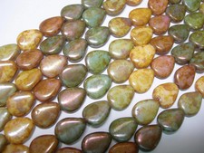 15 12x10mm 5 color Picasso Luster Teardrop Czech Glass Beads