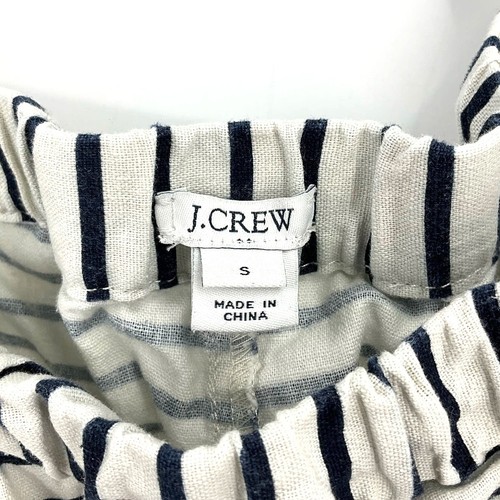 J. Crew Linen Cotton Blend Shorts White Blue Striped Women's Size Small - Picture 3 of 5