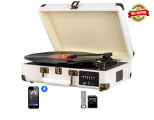 Tocadiscos Bluetooth Tocadiscos para Vinilo con Altavoces, Maleta vintage NEW US
