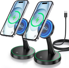 2 Pack Magnetic Wireless Charger Stand 15W Fast Mag-Safe Charger for Iphone 1...