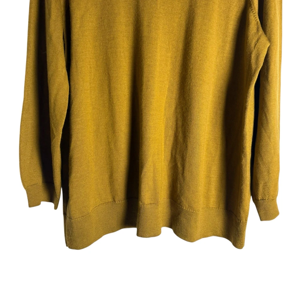 Suéter túnica Eileen Fisher lã merino mostarda manga longa gola alta pequeno G  - Imagem 4 de 4