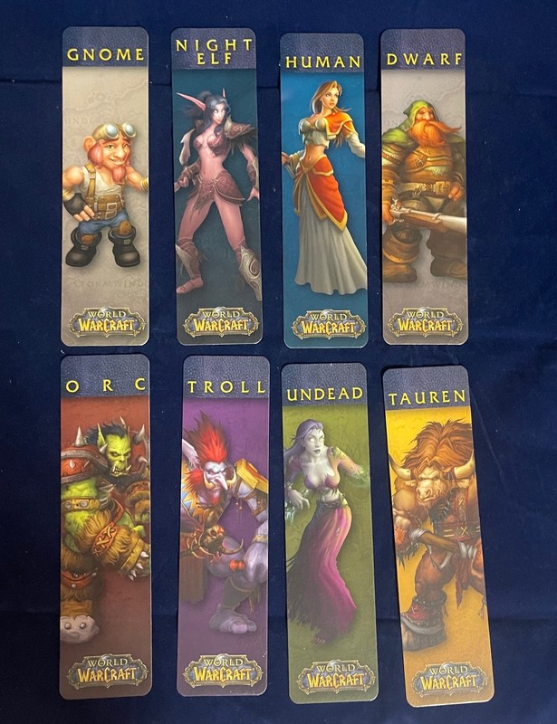 World of Warcraft Bookmark Azeroth Alliance vs Horde Complete Set of 8