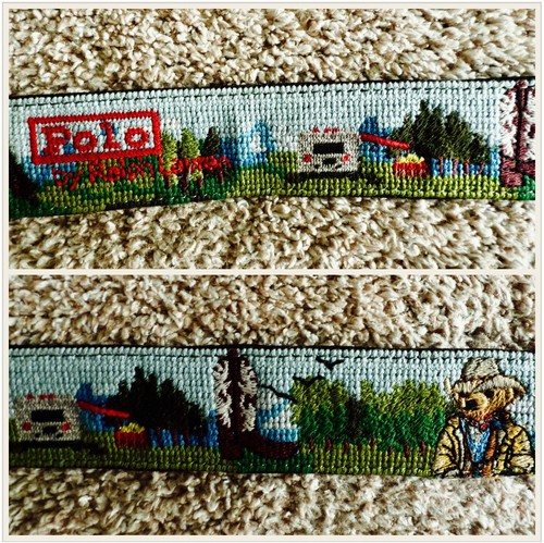 $198 New 34” Polo Ralph Lauren Bear Double RL Western Needlepoint Medium Belt 34 - Picture 16 of 20