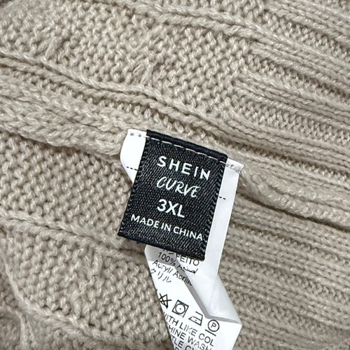 Shein cremefarben Reißverschluss Kragen Zopfmuster Pullover Weste Größe 3X - Bild 3 von 4