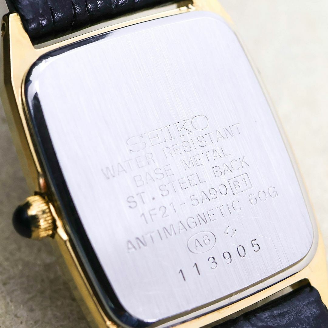 稼働 SEIKO 腕時計 ゴールド スクエア レザー 新品電池 レディース789 稼働 SEIKO 腕時計 ゴールド スクエア レザー 新品電池