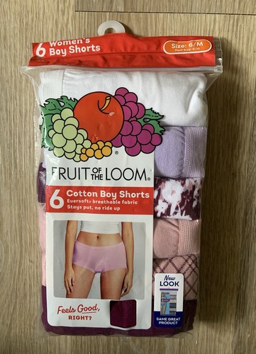 New Fruit Of The Loom Women’s Size 6/ Medium Package Of 6 Cotton Boy Shorts