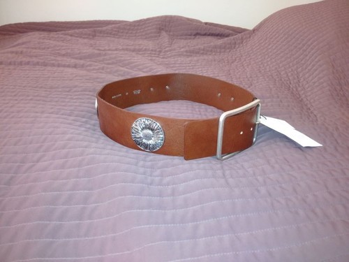 new ZARA 100% Real Leather wide waist belt,brown&silver metal flowers,30/80,S,M - Picture 21 of 22