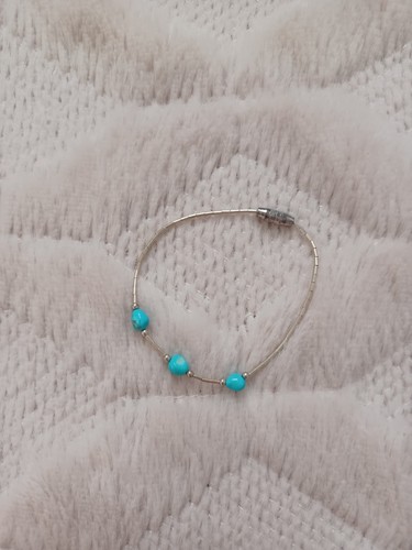Vintage Sterling Silber Flüssigsilber Baby Kind Armband Dornröschen Türkis