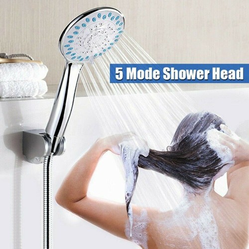 NEU Bad Hochdruck Duschkopf 5 Modi GROß Chrom Handset Kopf Wassersparend - Bild 2 von 12