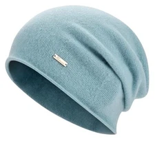 Wool Slouchy Beanie for Women,Soft Warm Beanies Hats- Lightweight & Blue
