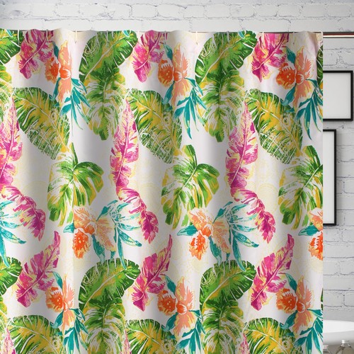 Greenland Home Fashions Tropics Bath Shower Curtain - Coral 72x72 - 第 4/4 張圖片