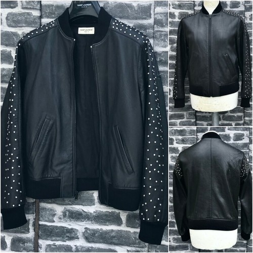 Wunderschöne Saint Laurent AW16 Hed Slimane Nieten Verziert Leder Teddy Jacke - Bild 6 von 12