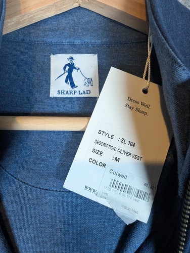 Gilet Sharp Lad nuovo con etichetta uomo Medium Oliver Performance golf full zip elasticizzato preppy - Foto 5 di 8