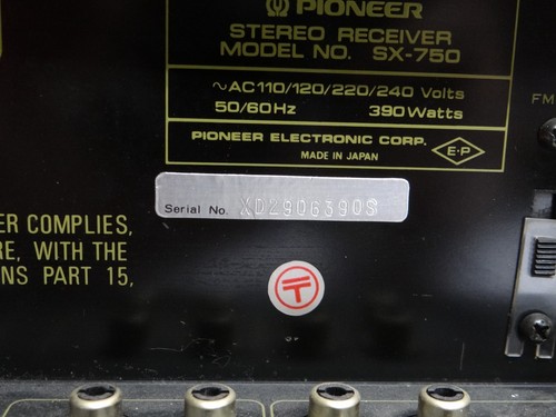 Pioneer SX-750 Ricevitore Stereo Vintage AM/FM Legno Faccia Argento - Foto 16 di 17