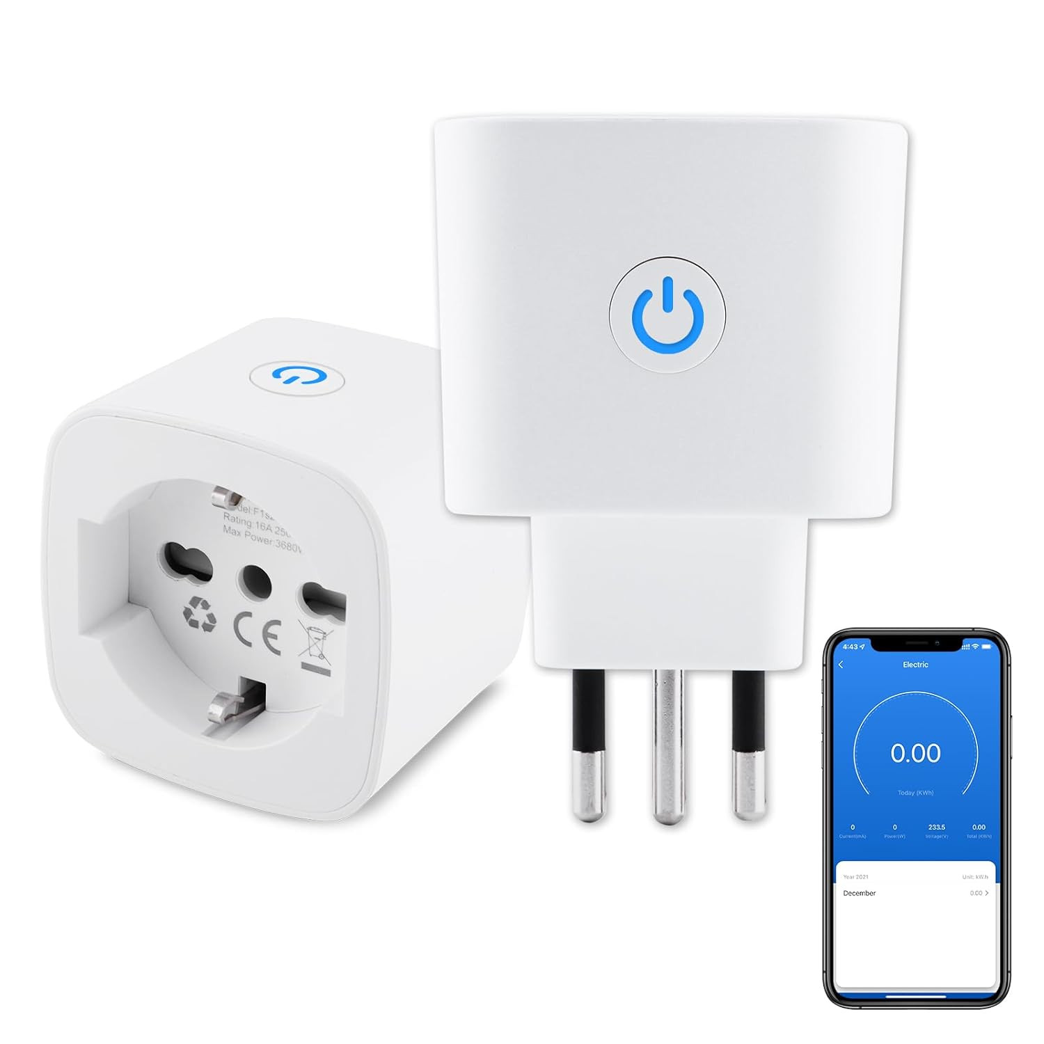 Presa Smart Wi-Fi 16A Type L Italia Monitoraggio Consumi Energetici