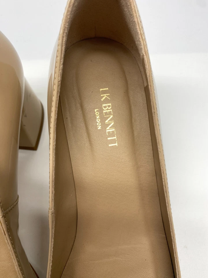 Zapato de tacón LK Bennett para mujer Sloane beige charol bloque canchas talla 37 EE. UU. 6 Foto 3 de 4