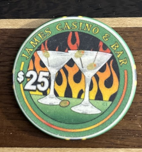 James Casino & Bar $25 Casino Poker Chip Advertising Sample Fantasy - Foto 2 di 2