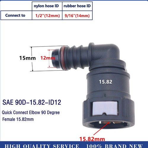 4PCS Elbow 90 Degree Nylon Fuel Line Quick Connect Release Hose 15.82mm ID12 - Picture 2 of 5