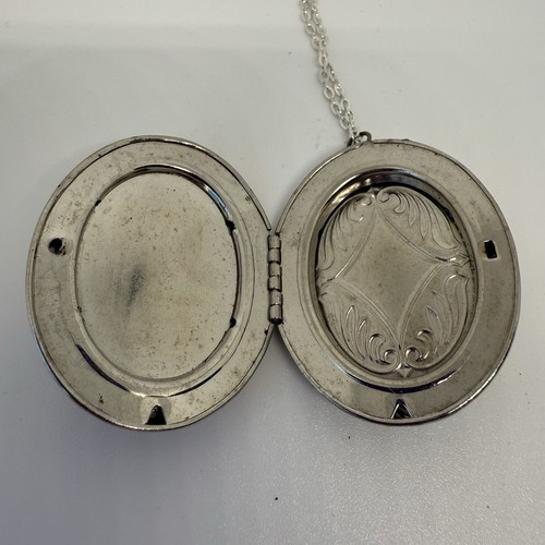 60s DELFT Blue Handpainted Holland Chain Locket Silver Tone Ceramic Sailboats - Picture 5 of 6