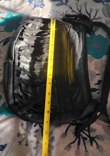 Black Fringe Faux Leather Purse - Picture 9 of 14