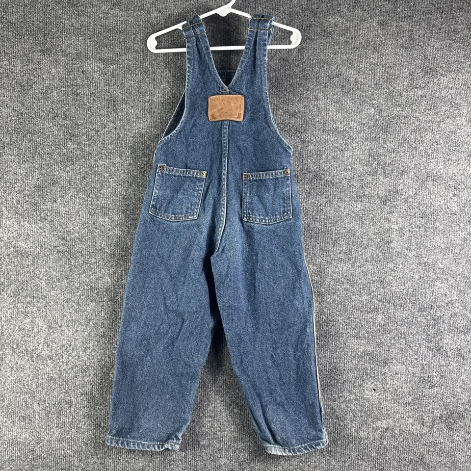 Vtg 1990s OshKosh B’Gosh Overalls Cowboy Patch Sz 4T USA Made Denim Canvas Rare - Image 4 of 4