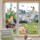 Decorative Spring Window Cling Sticker Flowers Butterflies Bird Static PVC Decal