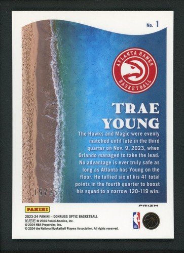 2023-24 TRAE YOUNG 15/25 PANINI DONRUSS OPTIC PINK SPLASH - Bild 2 von 2