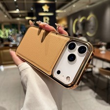 For iPhone Air 17 Pro Max 16 15 Shockproof Back Cover PU Leather Protective Case