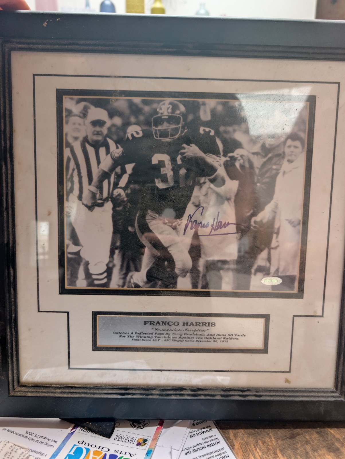 Franco Harris Autographed Signed Pittsburgh Steelers 8x10 Framed Immaculate Reception Photo Auto Steiner COA HOF 