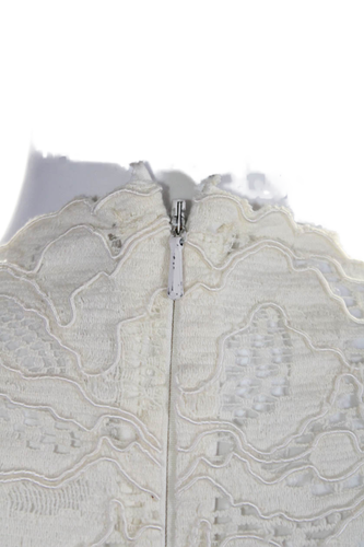 Alexis Womens Cotton Embroidered V-Neck Long Sleeve Zip Up Romper Cream Size S - Picture 4 of 6