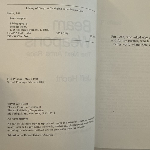 Directed Energy-Beam Weapons: The Next Arms Race by Hecht 1985 2nd Print HCDJVG - Picture 7 of 18