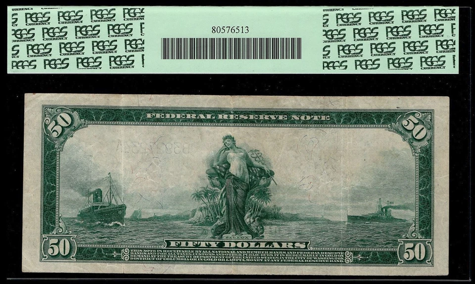 1914 $50 Federal Reserve Note New York District PCGS 35 Fr. 1030 Very Fine (FEH) - Image 2 of 3
