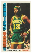 1976-77 Topps #105 Don Watts B Seattle SuperSonics