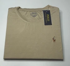 NWT Polo Ralph Lauren Men Short Sleeve Crew Neck Beige T-Shirt Free Shipping
