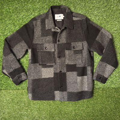 NN07 Wilas Checked Brushed Wool Blend Overshirt Black Size XL The