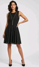 Ladies EXPRESS Black With Gold Dots Dress - Size 2 - Excellent Condition