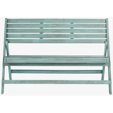 SAFAVIEH Outdoor Living Luca Beach House Blue Folding Bench - 48 X 23.6 X 31.5