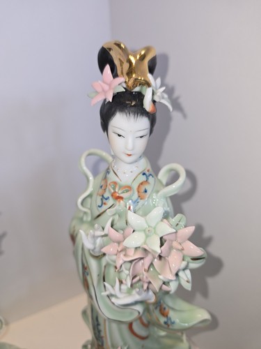 13" Old Dynasty Famille Rose Porcelain Gilt 4 Beauties Beauty Belle Statue Set - Picture 10 of 16