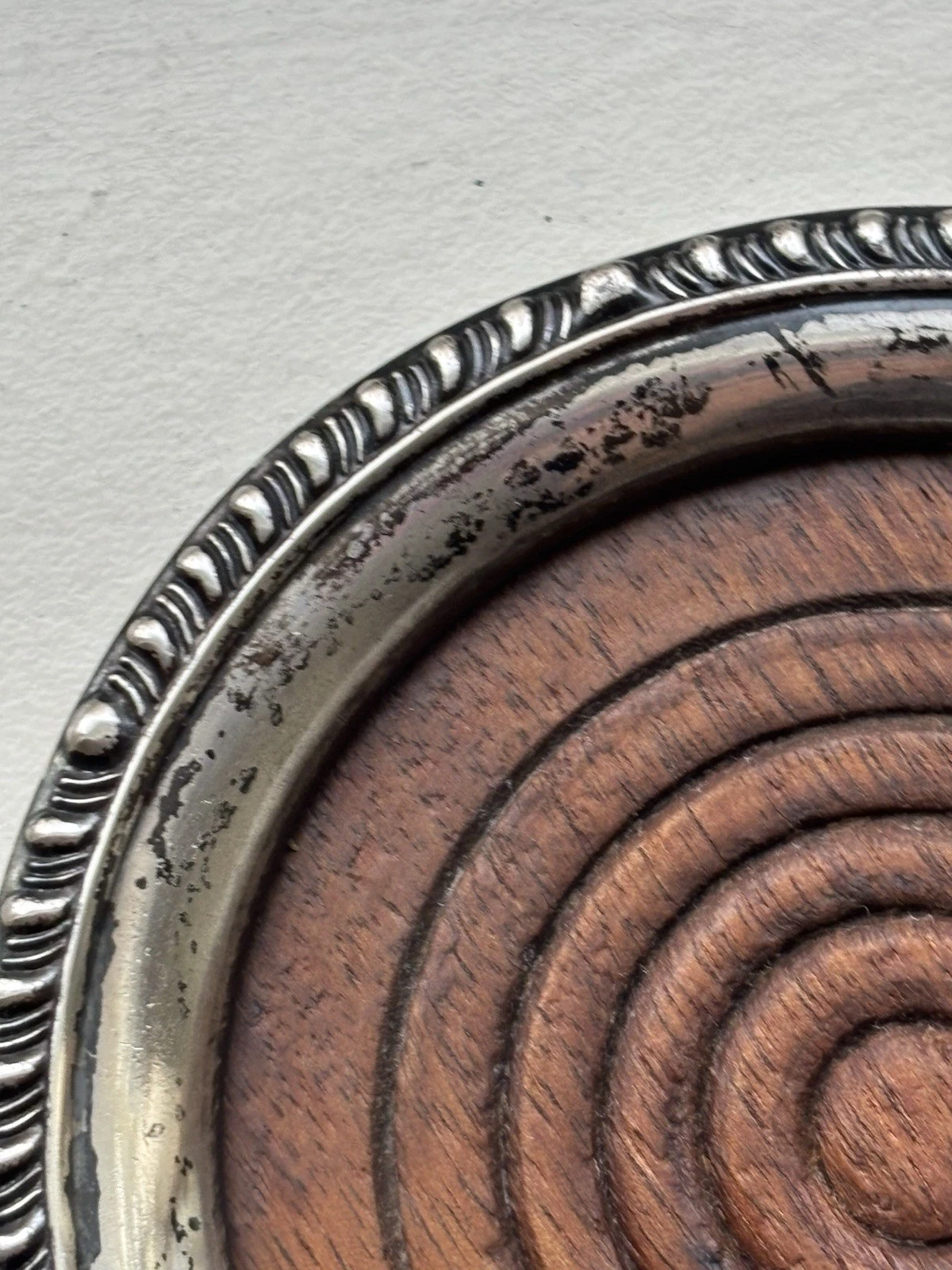 Set Of 5 Vintage Sterling Trivets With Wood Centers 925 3.70” Wide - product detail image 11