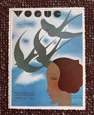 Vogue Art Deco Cover Card - Eduardo Garcia Benito Profile & Birds Vintage Vogue