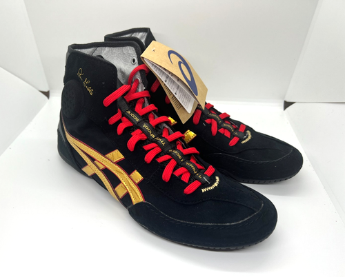 asics Boxing Wrestling Shoes DAN GABLE EVO 3 Black Gold Line Red 1081A052 New - Picture 11 of 20