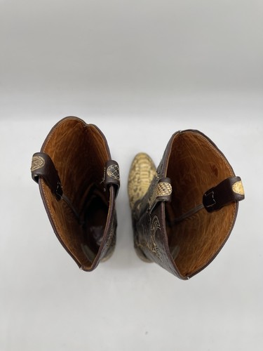 Vintage Dan Post 4140 Python Schlangenleder & Leder Damen Cowboystiefel braun 5,5C - Bild 12 von 19