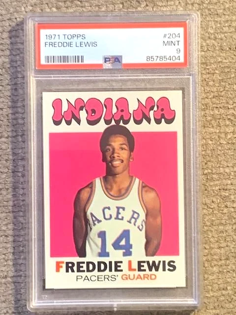 1971 TOPPS #204 FREDDIE LEWIS RC CARD PSA 9 MINT CENTERED LOW POP GEM ABA PACERS