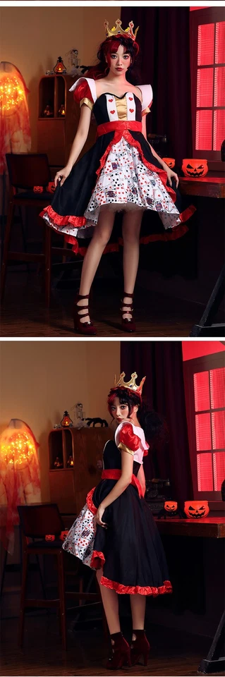 Disfraz Impreso Reina Roja Poker Alicia en el País de las Maravillas Juegos con disfraces Melocotón Corazón Reina Foto 3 de 4