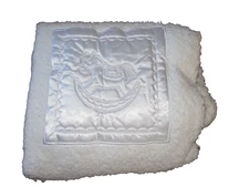 KATIE LITTLE KIDSLINE DELUXE CUDDLE BLANKET SATIN PATCH EMBROIDERY ROCKING HORSE
