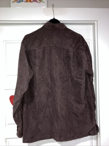 Geoffrey Beene Mens Micro Suede Shirt Medium Button Down Dark Brown Long Sleeve - Picture 5 of 9