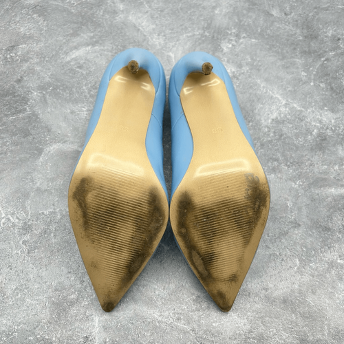 AOOAR Light Blue Stiletto High Heel Leather Pumps Sandals Size 38 Pointed Toe - Picture 7 of 13