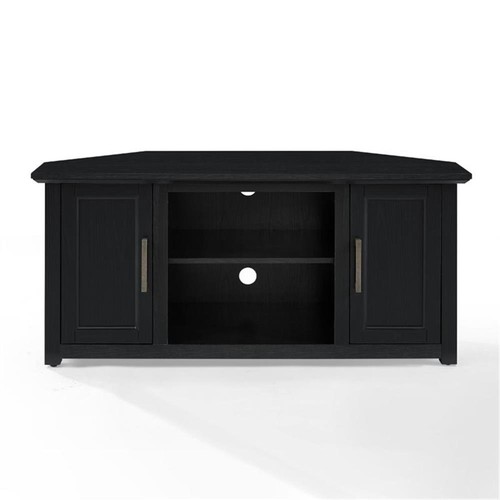 Crosley Furniture Camden 48"Rustic Wood Corner TV Stand in Black - Picture 4 of 15