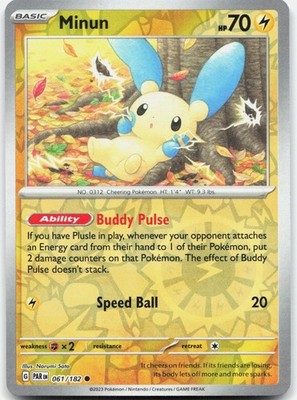 Minun Common Paradox Rift Reverse Holo 061/182 NM/M Pokemon